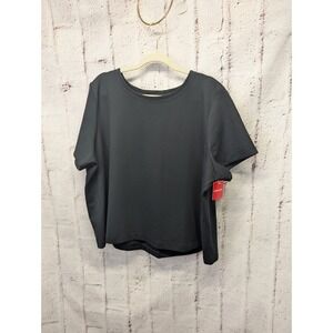 Spanx Ponte Crewneck Top Vented Back Tee Womens 2X‎ Classic Black Stretch NEW